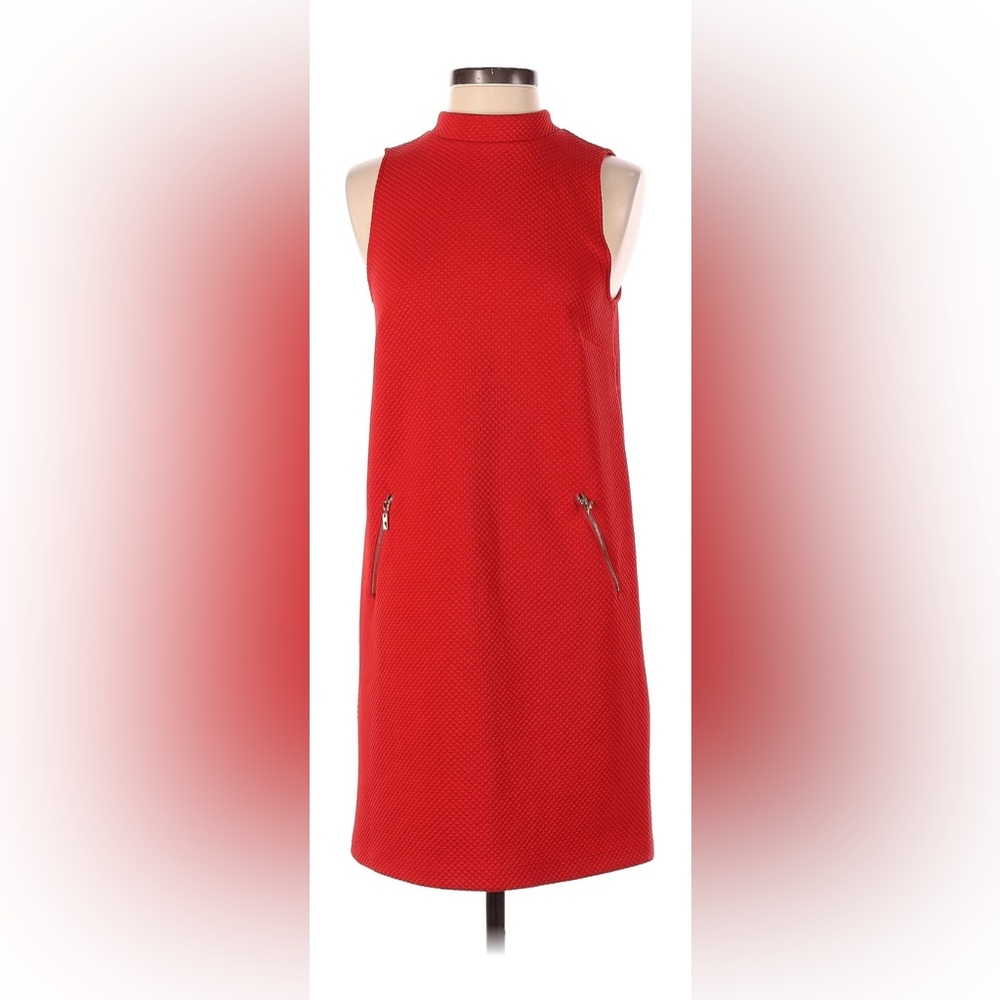 Kensie Red High Neck Shift Dress - Retro Look - Sz M
